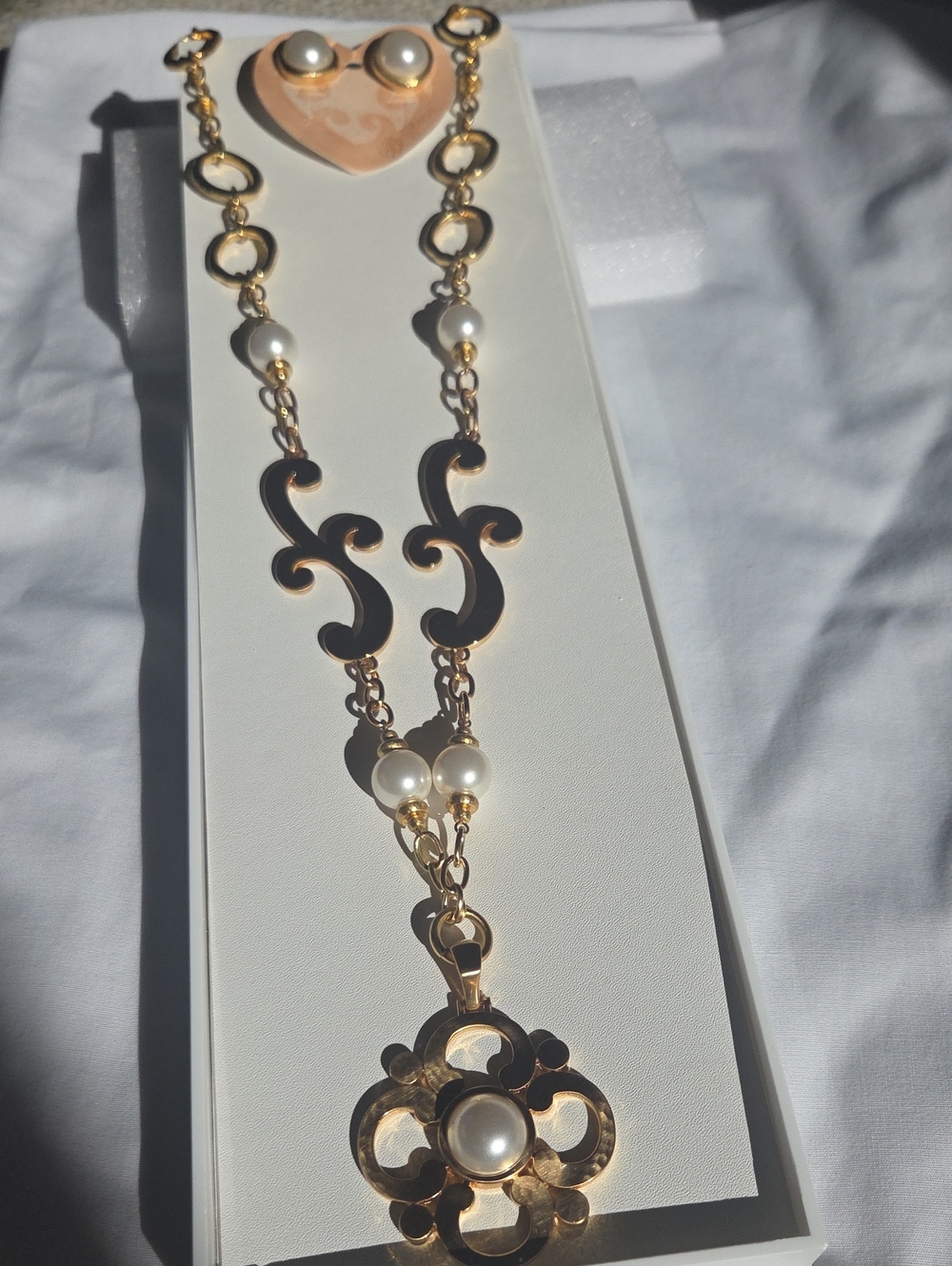 Brighton Gold-Tone Pearl Pendant and Earrings